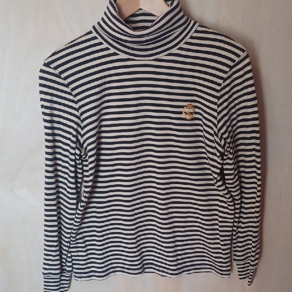 Ralph Lauren Sweaters - Lauren Ralph Lauren Striped Turtleneck, Embroidered Crest Size P/P Vintage